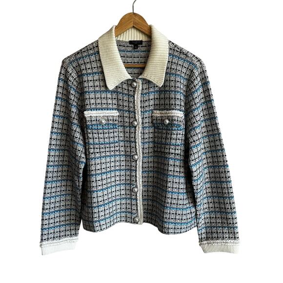 Talbots Mademoiselle Plaid Coatigan Cardigan Lady Jacket XL Petite - Picture 2 of 9